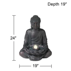 John Timberland Meditating Buddha Zen Bubbler Outdoor Water Fountain With LED Light 24" For Yard Garden Patio Home Deck Porch House Meditation Decor -Sunnydaze Decor Store GUEST 006a268f 8df2 427d 9b60 5e737238b6df
