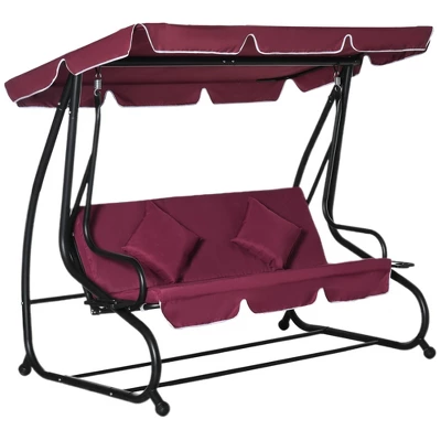 Outsunny 3 Seat Outdoor Free Standing Swing Bench Porch Swing With Stand, Comfortable Cushioned Fabric & Included Canopy 10 Outsunny 3 Seat Outdoor Free Standing Swing Bench Porch Swing With Stand, Comfortable Cushioned Fabric & Included Canopy - Image 8