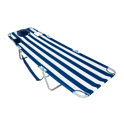 Camco Ostrich Chaise Beach Chair And Backpack Chaise Poolside Lounge Chair With 4 Adjustable Chair Positions And Carrying Straps, Navy Stripes 6 Camco Ostrich Chaise Beach Chair And Backpack Chaise Poolside Lounge Chair With 4 Adjustable Chair Positions And Carrying Straps, Navy Stripes - Image 4