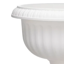 Southern Patio Dynamic Design 18 Inch Outdoor Home Resin Grecian Urn Versatile Planter Pot For Entryways And Backyard Patios, White