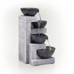 14" Cascading Bowl Tabletop Fountain With LED Lights Gray - Alpine Corporation 10 14" Cascading Bowl Tabletop Fountain With LED Lights Gray - Alpine Corporation -Sunnydaze Decor Store GUEST 00e3d199 f00b 452a a917 50dda903dba2
