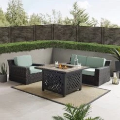 Beaufort 3 Pc Outdoor Wicker Conversation Set Loveseat And Chair With Fire Table - Mist/Brown - Crosley 12 Beaufort 3 Pc Outdoor Wicker Conversation Set Loveseat And Chair With Fire Table - Mist/Brown - Crosley -Sunnydaze Decor Store GUEST 011db622 53a1 490d b611 c25221f76ff6