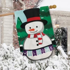 Winter Snowman Burlap House Flag Welcome Top Hat 28" X 40" Briarwood Lane 5 Winter Snowman Burlap House Flag Welcome Top Hat 28" X 40" Briarwood Lane -Sunnydaze Decor Store GUEST 0123887e 0fea 4de3 b744 5a90da33c5a5
