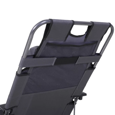 Outsunny 2-in-1 Folding Patio Lounge Chair W/ Pillow, Outdoor Portable Sun Lounger Reclining To 120°/180°, Oxford Fabric 9 Outsunny 2-in-1 Folding Patio Lounge Chair W/ Pillow, Outdoor Portable Sun Lounger Reclining To 120°/180°, Oxford Fabric - Image 7