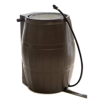 FCMP Outdoor 50-Gallon BPA Free Flat Back Home Rain Catcher Water Storage Collection Barrel For Watering Outdoor Plants & Gardens, Brown (3 Pack) 3 FCMP Outdoor 50-Gallon BPA Free Flat Back Home Rain Catcher Water Storage Collection Barrel For Watering Outdoor Plants & Gardens, Brown (3 Pack)