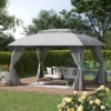 Outsunny 13' X 10' Patio Gazebo Outdoor Canopy Shelter With Sidewalls, Double Vented Roof, Steel Frame For Garden, Lawn, Backyard And Deck -Sunnydaze Decor Store GUEST 01673465 9e9b 4418 90ec e88c9fba53a8