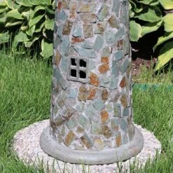 Sunnydaze Decor Sunnydaze Outdoor Backyard Garden Nautical Lighthouse Solar LED Pathlight Statue Figurine - 36" - Cobblestone -Sunnydaze Decor Store GUEST 018ab613 ecb8 4abe a251 02cf00408e52