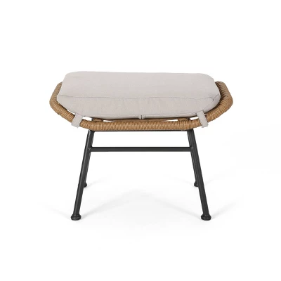 Set Of 2 Chalet Indoor Modern Boho Wicker Chat With Ottomans Light Brown/Beige/Black - Christopher Knight Home 4 Set Of 2 Chalet Indoor Modern Boho Wicker Chat With Ottomans Light Brown/Beige/Black - Christopher Knight Home - Image 2