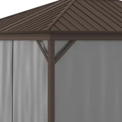 Outsunny 11.9" X 9.8" Hardtop Gazebo With Curtains And Netting, Permanent Pavilion Metal Roof Gazebo Canopy With Aluminum Frame And Top Hook, Gray -Sunnydaze Decor Store GUEST 0265b6a9 e44b 49b0 a537 8787a3b65656