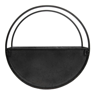 Round Black Metal Wall Planter - Foreside Home & Garden 4 Round Black Metal Wall Planter - Foreside Home & Garden - Image 2