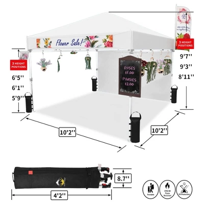 Crown Shades 10' X 10' Base Pop-Up Canopy Polyester Adjustable Legs Instant Folding Canopy Tent With Sidewall And Carry Bag, White 4 Crown Shades 10' X 10' Base Pop-Up Canopy Polyester Adjustable Legs Instant Folding Canopy Tent With Sidewall And Carry Bag, White - Image 2