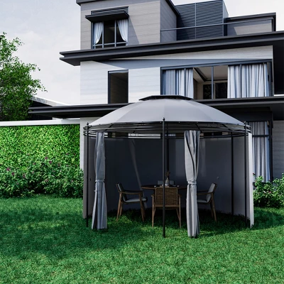 Tangkula 11.5'Outdoor Patio Round Dome Gazebo Canopy Shelter Double Roof Steel Gray 5 Tangkula 11.5'Outdoor Patio Round Dome Gazebo Canopy Shelter Double Roof Steel Gray - Image 3