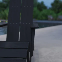 Merrick Lane Adirondack Modern Slatted Back Patio Chair With Accompanying Foot Ottoman -Sunnydaze Decor Store GUEST 02ce9745 b8c9 4884 b6fd 7501de43f3cb