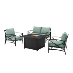 Kaplan 4pc Outdoor Conversation Set With Dante Fire Table - Mist - Crosley -Sunnydaze Decor Store GUEST 02ecee84 62e0 4af0 99a6 623819f76c17