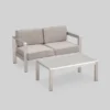 Aviara 2pc Aluminum Patio Loveseat & Coffee Table Set - Khaki - Christopher Knight Home -Sunnydaze Decor Store GUEST 03184ac9 93a0 4449 9e5a 40d756102278