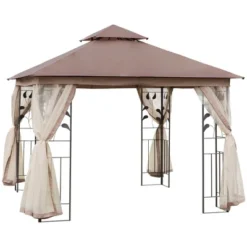 Outsunny 10' X 10' Outdoor Patio Gazebo Canopy With 2-Tier Polyester Roof, Mesh Netting Sidewalls, And Steel Frame 16 Outsunny 10' X 10' Outdoor Patio Gazebo Canopy With 2-Tier Polyester Roof, Mesh Netting Sidewalls, And Steel Frame -Sunnydaze Decor Store GUEST 034ec947 cfb3 449c bded 56c157dd6f81