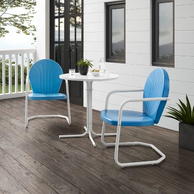 Griffith 3pc Outdoor Bistro Set With Table & 2 Chairs - Sky Blue - Crosley 4 Griffith 3pc Outdoor Bistro Set With Table & 2 Chairs - Sky Blue - Crosley - Image 2