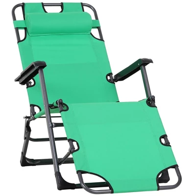 Outsunny 2-in-1 Folding Patio Lounge Chair W/ Pillow, Outdoor Portable Sun Lounger Reclining To 120°/180°, Oxford Fabric 11 Outsunny 2-in-1 Folding Patio Lounge Chair W/ Pillow, Outdoor Portable Sun Lounger Reclining To 120°/180°, Oxford Fabric - Image 9
