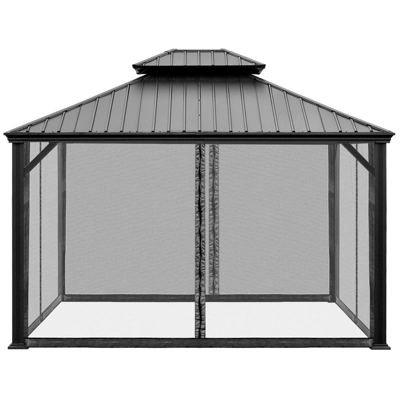 Tangkula 12ft X 10ft Patio Hardtop Gazebo Double Vented Roof Outdoor Galvanized Steel Sun Shelter Brown/Gray 7 Tangkula 12ft X 10ft Patio Hardtop Gazebo Double Vented Roof Outdoor Galvanized Steel Sun Shelter Brown/Gray - Image 5