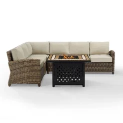 Bradenton 5pc Outdoor Wicker Sectional Set With Fire Table - Crosley -Sunnydaze Decor Store GUEST 04dc9e3f eb2c 4dcb 9fc3 ae326b374c0d