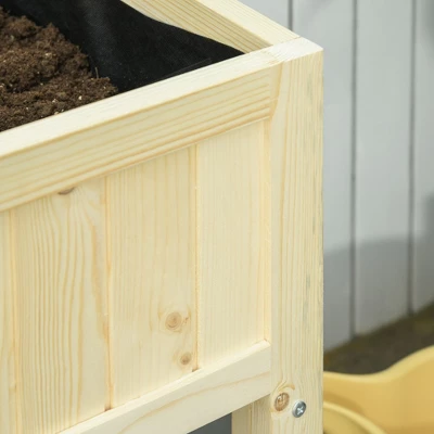 Outsunny Raised Garden Bed Elevated Wooden Planter Box With Space-Saving Folding Design, Drainage Holes, & Inner Liner For Vegetable Fruit Herb Grow 7 Outsunny Raised Garden Bed Elevated Wooden Planter Box With Space-Saving Folding Design, Drainage Holes, & Inner Liner For Vegetable Fruit Herb Grow - Image 5