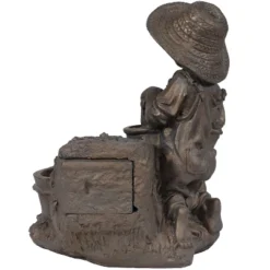 Sunnydaze Decor Sunnydaze Outdoor Polyresin Boy With Dog Solar Powered Water Fountain Feature With LED Light - 15" - Light Brown -Sunnydaze Decor Store GUEST 05860928 4cfb 4756 9b3c 83902de1e672
