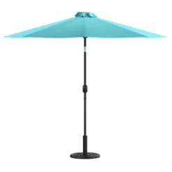 Emma And Oliver Bundled Set - 9 FT Round Umbrella & Universal Cement Waterproof Base -Sunnydaze Decor Store GUEST 05872469 e440 4d64 afee 65fe4b0ce1bd