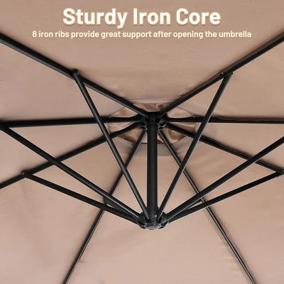 Costway 10 FT Patio Offset Umbrella W/8 Ribs Cross Base Tilt 11 Costway 10 FT Patio Offset Umbrella W/8 Ribs Cross Base Tilt - Image 9