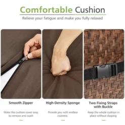 Tangkula 3PCS Rattan Bistro Rocking Chair Set Patio Furniture Set W/ Cushions -Sunnydaze Decor Store GUEST 05a73a14 7bca 47ba 8856 5aeec82ecc68