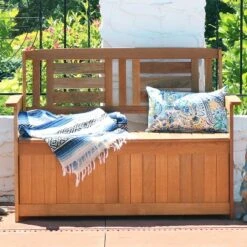 Sunnydaze Decor Sunnydaze Outdoor Meranti Wood With Teak Oil Finish 2-Person Garden Storage Bench Seat - 47" - Brown 19 Sunnydaze Decor Sunnydaze Outdoor Meranti Wood With Teak Oil Finish 2-Person Garden Storage Bench Seat - 47" - Brown -Sunnydaze Decor Store GUEST 06772fc3 a77d 4f6f 9438 0340cb1c0b82