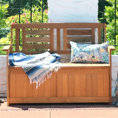Sunnydaze Decor Sunnydaze Outdoor Meranti Wood With Teak Oil Finish 2-Person Garden Storage Bench Seat - 47" - Brown 10 Sunnydaze Decor Sunnydaze Outdoor Meranti Wood With Teak Oil Finish 2-Person Garden Storage Bench Seat - 47" - Brown - Image 8