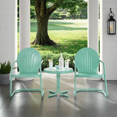 Griffith 3pc Outdoor Conversation Set - Aqua - Crosley 4 Griffith 3pc Outdoor Conversation Set - Aqua - Crosley - Image 2