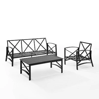 Kaplan 3pc Outdoor Sofa Set With Sofa & Arm Chair With Coffee Table - Oatmeal - Crosley 5 Kaplan 3pc Outdoor Sofa Set With Sofa & Arm Chair With Coffee Table - Oatmeal - Crosley - Image 3