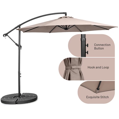 Costway 10 FT Patio Offset Umbrella W/8 Ribs Cross Base Tilt 10 Costway 10 FT Patio Offset Umbrella W/8 Ribs Cross Base Tilt - Image 8