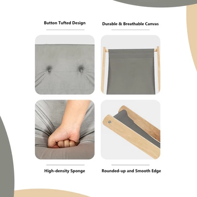 Costway Foldable Wood Beach Sling Chair 3-Position Adjustable Beech Chair W/Free Cushion 9 Costway Foldable Wood Beach Sling Chair 3-Position Adjustable Beech Chair W/Free Cushion - Image 7