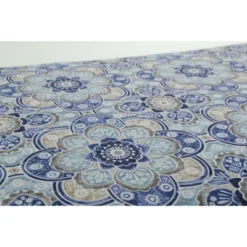 Set Of 2 Outdoor/Indoor Reversible Chair Pads Keyzu Medallion Mariner Blue - Pillow Perfect -Sunnydaze Decor Store GUEST 07f8f54d 7554 4214 aaa4 2d314f49d4b2