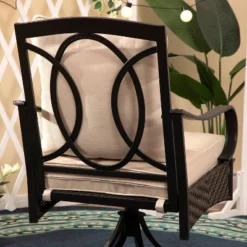 5pc Outdoor Dining Set With Swivel Chairs With Seat & Back Cushions & Square Metal Slat Table With 1.57" Umbrella Hole - Captiva Designs -Sunnydaze Decor Store GUEST 080add69 fc43 4ef7 bb64 07846f4ba6a0