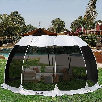 Leedor Outdoor Pop Up Portable Screen Tent With Mesh Netting Fiberglass Gazebo Gray 11 Leedor Outdoor Pop Up Portable Screen Tent With Mesh Netting Fiberglass Gazebo Gray - Image 9