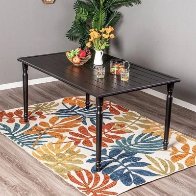 Outdoor Steel Rectangle Dining Table With 1.77" Umbrella Hole - Captiva Designs 3 Outdoor Steel Rectangle Dining Table With 1.77" Umbrella Hole - Captiva Designs