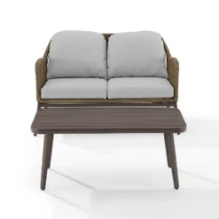 Haven 2pc Outdoor Wicker Conversation Set - Light Gray - Crosley -Sunnydaze Decor Store GUEST 0888327b 2c26 45b6 86cc c5f7bff4457f