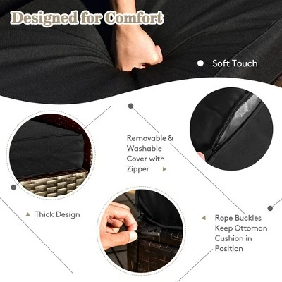 Costway 8PCS Patio Rattan Furniture Set Space-Saving Storage Cushion BlackTurquoiseNavy Cover 8 Costway 8PCS Patio Rattan Furniture Set Space-Saving Storage Cushion BlackTurquoiseNavy Cover - Image 6