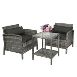 Outsunny 3 Pcs Rattan Wicker Bistro Set With Soft Cushions, Outdoor Conversation Coffee Sets With Glass Table Top And Open Storage Shelf For Patio, Backyard, Garden 13 Outsunny 3 Pcs Rattan Wicker Bistro Set With Soft Cushions, Outdoor Conversation Coffee Sets With Glass Table Top And Open Storage Shelf For Patio, Backyard, Garden -Sunnydaze Decor Store GUEST 09182661 6fa6 495d a7f0 2f70a54a4aa2