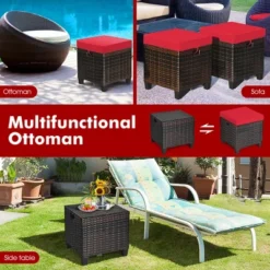 Costway 2PCS Patio Rattan Ottoman Cushioned Seat Foot Rest Coffee Table Red -Sunnydaze Decor Store GUEST 09184e4a 38c8 4167 80a4 0f8964507c36