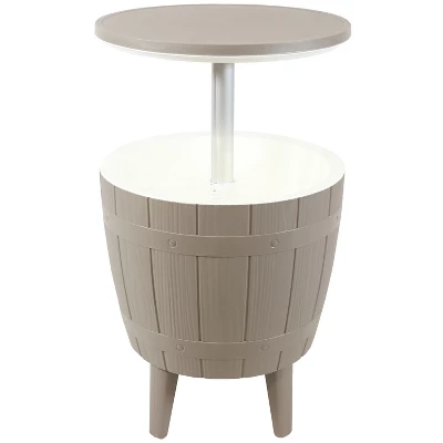 Sunnydaze Decor Sunnydaze Faux Wood Design Patio Bar Cooler Table With Height-Adjustable Tabletop - Driftwood 7 Sunnydaze Decor Sunnydaze Faux Wood Design Patio Bar Cooler Table With Height-Adjustable Tabletop - Driftwood - Image 5