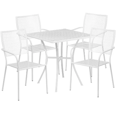 Flash Furniture Oia Commercial Grade 28" Square Indoor-Outdoor Steel Patio Table Set With 4 Square Back Chairs 9 Flash Furniture Oia Commercial Grade 28" Square Indoor-Outdoor Steel Patio Table Set With 4 Square Back Chairs - Image 7