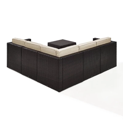 Palm Harbor 6pc All-Weather Wicker Patio Seating Set - Sand - Crosley 5 Palm Harbor 6pc All-Weather Wicker Patio Seating Set - Sand - Crosley - Image 3