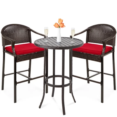 Best Choice Products 3-Piece Outdoor Wicker Bistro Bar Height Set For Patio, Garden W/ Barstools, Steel Frame 10 Best Choice Products 3-Piece Outdoor Wicker Bistro Bar Height Set For Patio, Garden W/ Barstools, Steel Frame - Image 8