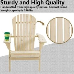 LuxenHome Unfinished Hemlock Wood Outdoor Adirondack Chair -Sunnydaze Decor Store GUEST 0b82a8e4 0f8b 4d09 80e1 074d28a74ac4