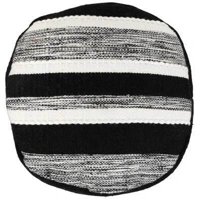 Northlight 18" Black And White Striped Outdoor Woven Pouf Ottoman 5 Northlight 18" Black And White Striped Outdoor Woven Pouf Ottoman - Image 3
