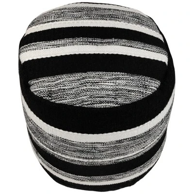 Northlight 18" Black And White Striped Outdoor Woven Pouf Ottoman 4 Northlight 18" Black And White Striped Outdoor Woven Pouf Ottoman - Image 2